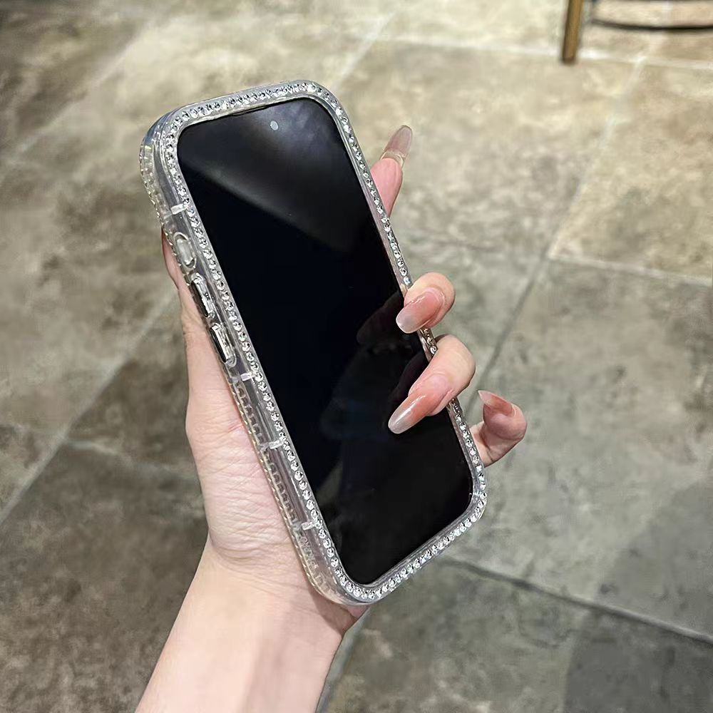 Ốp lưng cứng KT đính kim cương tương thích cho 11 12 pro max 13 pro max 14 pro max 15 pro max 16 pro max 17 pro max
