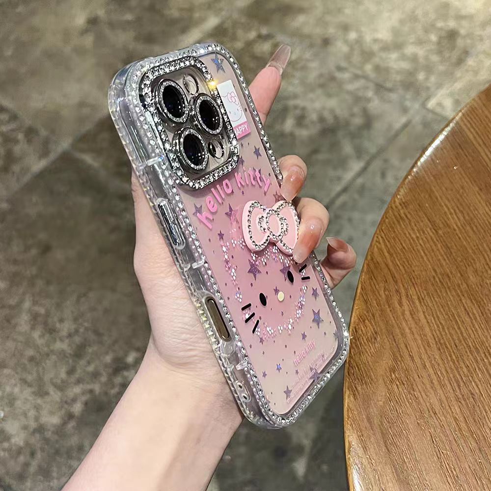 Ốp lưng cứng KT đính kim cương tương thích cho 11 12 pro max 13 pro max 14 pro max 15 pro max 16 pro max 17 pro max