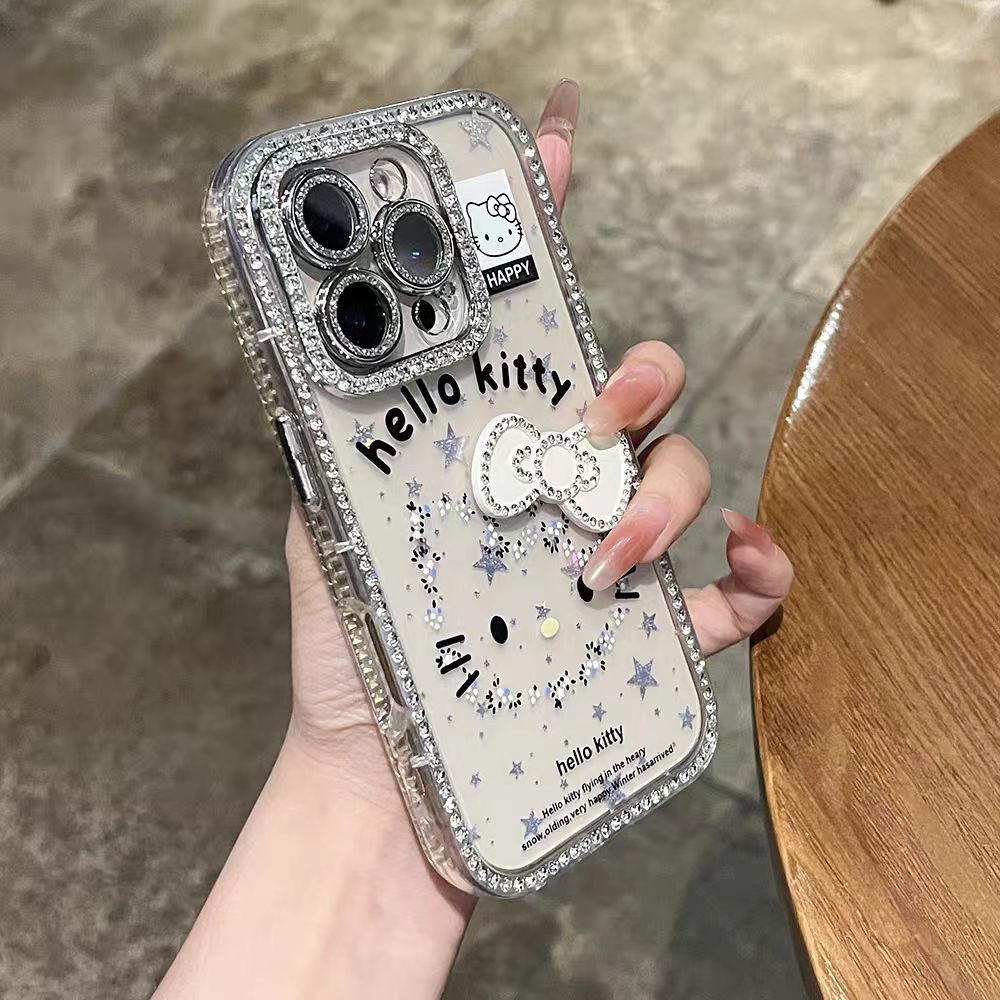 Ốp lưng cứng KT đính kim cương tương thích cho 11 12 pro max 13 pro max 14 pro max 15 pro max 16 pro max 17 pro max