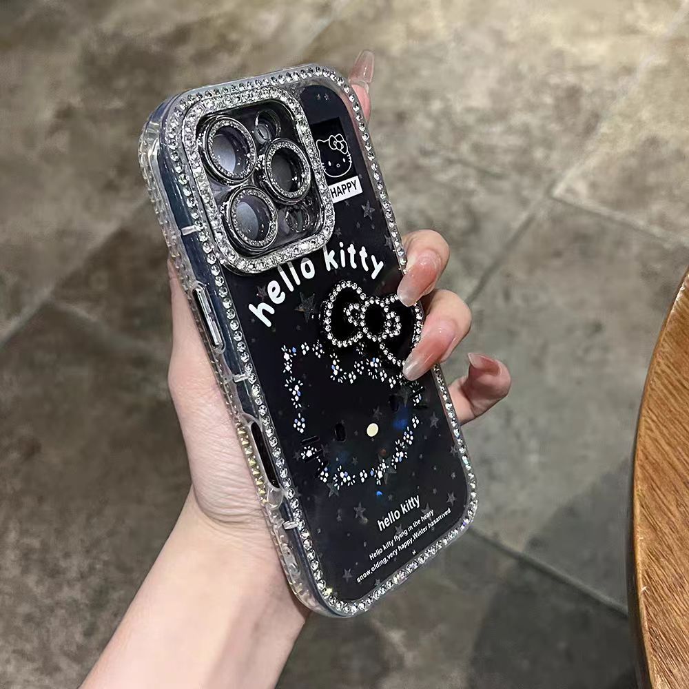 Ốp lưng cứng KT đính kim cương tương thích cho 11 12 pro max 13 pro max 14 pro max 15 pro max 16 pro max 17 pro max