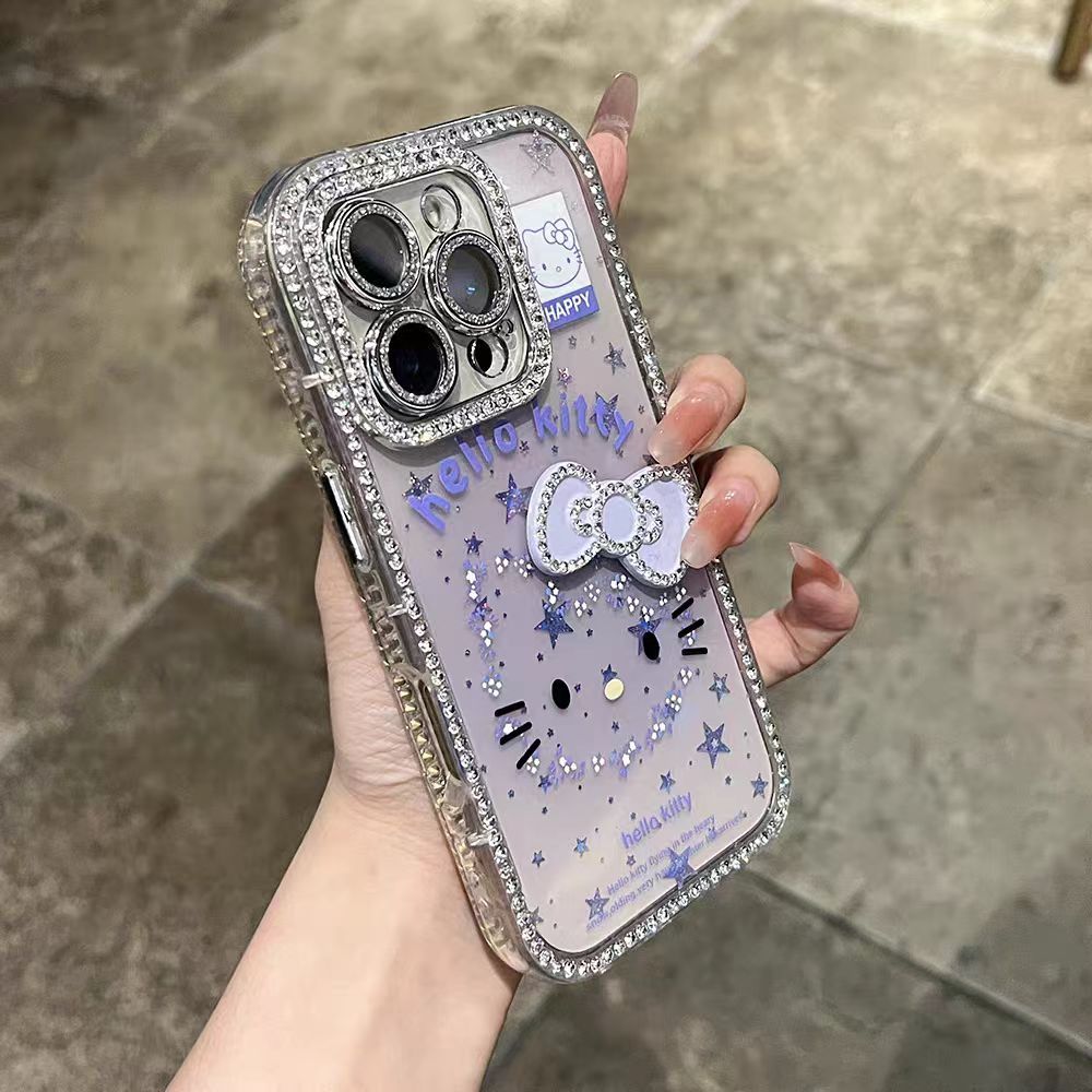 Ốp lưng cứng KT đính kim cương tương thích cho 11 12 pro max 13 pro max 14 pro max 15 pro max 16 pro max 17 pro max