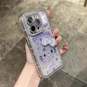 Ốp lưng cứng KT đính kim cương tương thích cho 11 12 pro max 13 pro max 14 pro max 15 pro max 16 pro max 17 pro max