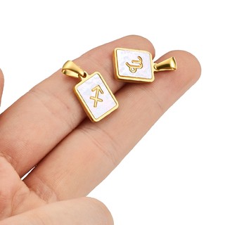 18k Mạ Vàng Thép Không Gỉ Vuông 12 Chòm Sao Mặt Dây Chuyền Trang Sức Tự Làm Phụ Kiện Có Khóa Quyến Rũ