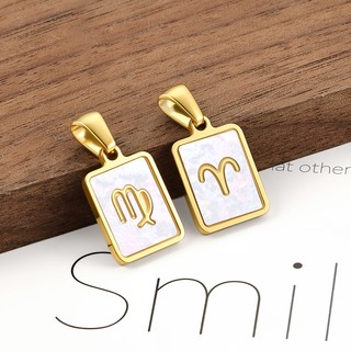 18k Mạ Vàng Thép Không Gỉ Vuông 12 Chòm Sao Mặt Dây Chuyền Trang Sức Tự Làm Phụ Kiện Có Khóa Quyến Rũ