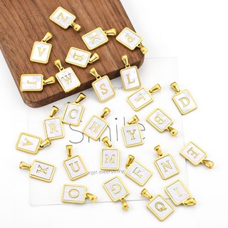 Thép không gỉ Vuông 26 Chữ Mặt Dây Chuyền Trang Sức Tự Làm Vòng Cổ Vòng Tay Phụ Kiện Vàng 18k Quyến Rũ