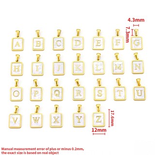 Thép không gỉ Vuông 26 Chữ Mặt Dây Chuyền Trang Sức Tự Làm Vòng Cổ Vòng Tay Phụ Kiện Vàng 18k Quyến Rũ