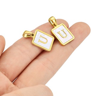 Thép không gỉ Vuông 26 Chữ Mặt Dây Chuyền Trang Sức Tự Làm Vòng Cổ Vòng Tay Phụ Kiện Vàng 18k Quyến Rũ