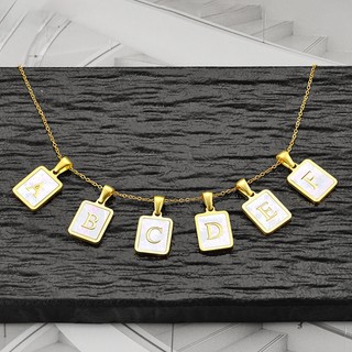 Thép không gỉ Vuông 26 Chữ Mặt Dây Chuyền Trang Sức Tự Làm Vòng Cổ Vòng Tay Phụ Kiện Vàng 18k Quyến Rũ