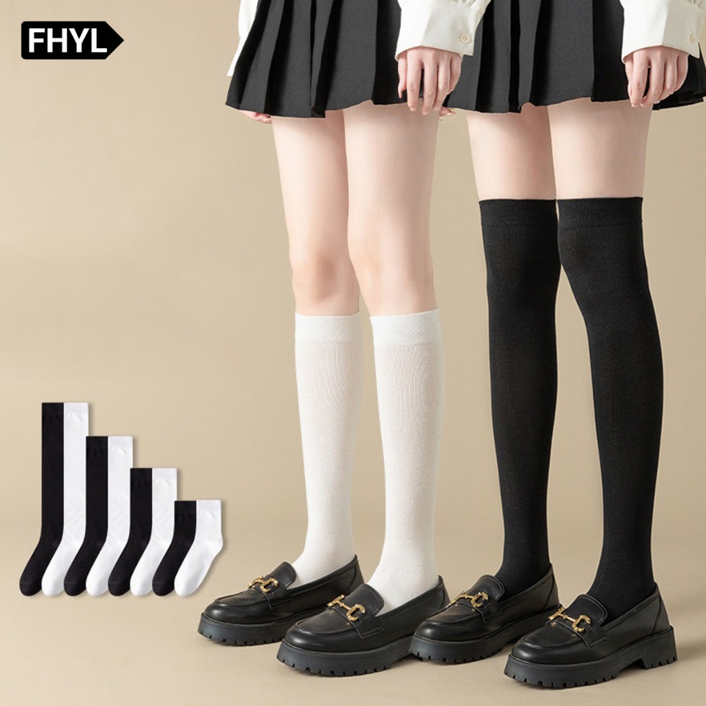 【Hà Nội】 FHYL Vớ Dài Đến Đầu Gối Màu Trơn Bằng cotton Mềm Mại Phong Cách Nhật Bản Cho Nữ