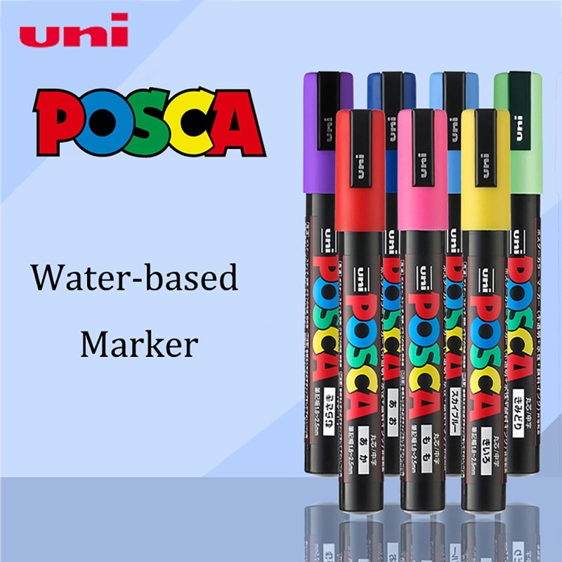 Uni PC-5M Bút đánh dấu gốc nước POP Poster graffiti Vẽ tay bút đánh dấu màu 1.8-2.5mm Nhanh khô không thấm nước Trường nghệ thuật Thiết kế hoạt hình