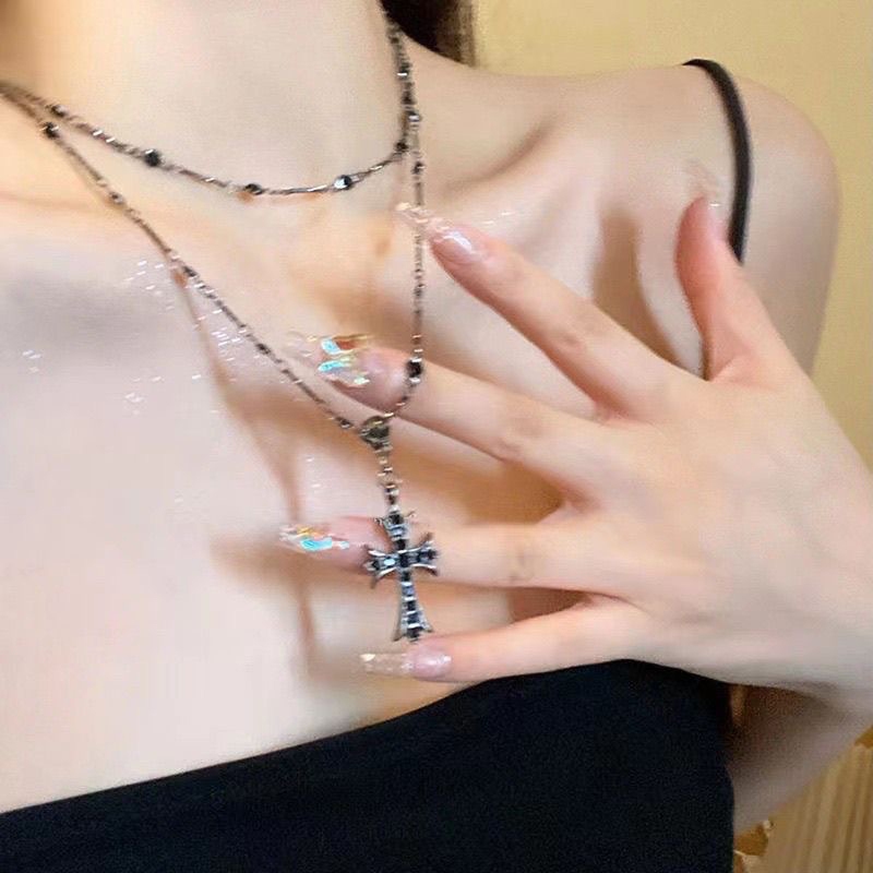 Vòng cổ chữ thập hợp kim Zircon thời trang