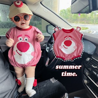 Bộ áo liền quần mùa hè Cotton thoải mái cho bé trai bé gái hoạt hình dễ thương (0-24 tháng)