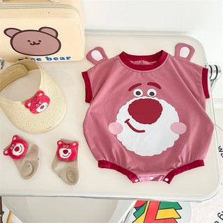 Bộ áo liền quần mùa hè Cotton thoải mái cho bé trai bé gái hoạt hình dễ thương (0-24 tháng)