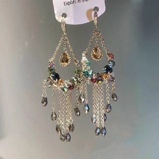 Bông tai tua rua dài kim cương bạc kim cương bướm phong cách Âu Mỹ cổ điển bông tai cao cấp dành cho nữ
