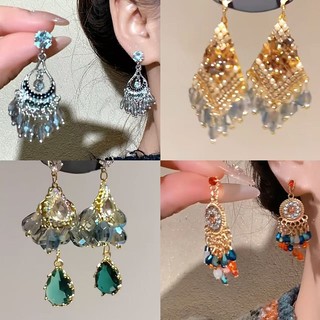 Bông tai tua rua dài kim cương bạc kim cương bướm phong cách Âu Mỹ cổ điển bông tai cao cấp dành cho nữ