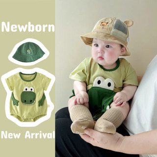 Baby Boy Cotton Khủng long nhỏ thoải mái và dễ thương với đôi mắt to Bộ áo liền quần sơ sinh thoải mái mùa hè (0-24 tháng)