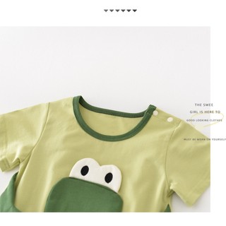 Baby Boy Cotton Khủng long nhỏ thoải mái và dễ thương với đôi mắt to Bộ áo liền quần sơ sinh thoải mái mùa hè (0-24 tháng)