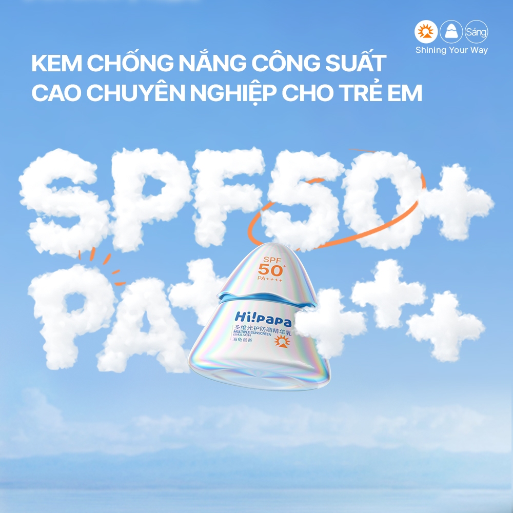 Hi!papa Kem Chống Nắng Cho Bé Dịu Nhẹ Cho Trẻ Em SPF50+/PA++++ Da Nhạy Cảm Dưỡng Ẩm An Toàn, Bảo Vệ Tia UVA/UVB 30g