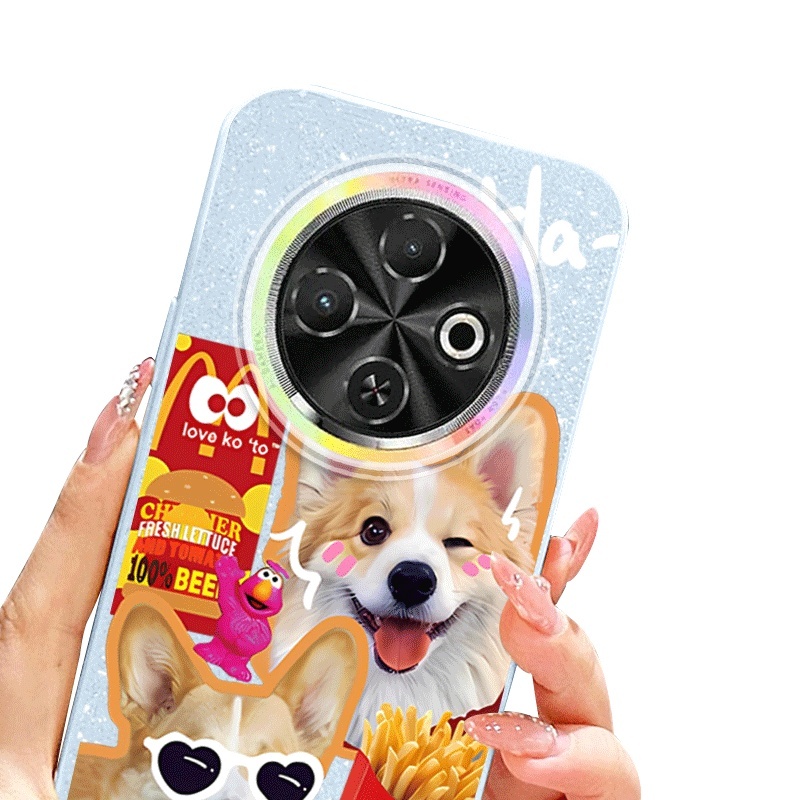 YBD Vỏ Thú Cưng Dễ Thương Cho Tecno Spark 30C NFC 4G kl5 kl5n Corgi Và Mèo Vỏ Đầu Động Vật