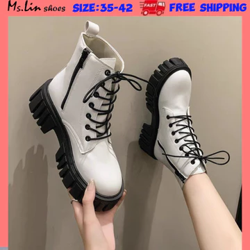[Ms.LIN] Giày bốt Martin SIZE 35-42, Giày bốt cổ chân tăng chiều cao phong cách Anh mùa hè dành cho nữ, Giày bốt nữ, nữ