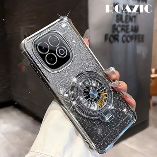 Xoay Thiết Kế Con Quay Giá Đỡ Ốp Lưng Điện Thoại Tương Thích Cho IQOO Z10 Turbo / Z10 Turbo Pro Sáng Tạo Sang Trọng Mạ Flash Chuyển Đổi Lấp Lánh Silicon Mềm TPU Chống Rơi Vỏ Bảo Vệ SSF03