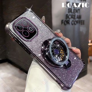 Xoay Thiết Kế Con Quay Giá Đỡ Ốp Lưng Điện Thoại Tương Thích Cho IQOO Z10 Turbo / Z10 Turbo Pro Sáng Tạo Sang Trọng Mạ Flash Chuyển Đổi Lấp Lánh Silicon Mềm TPU Chống Rơi Vỏ Bảo Vệ SSF03