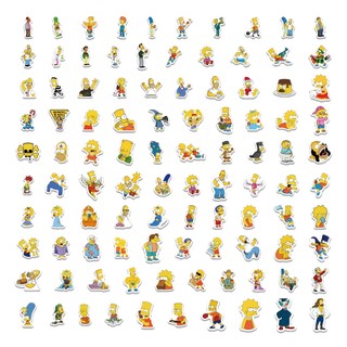 100 Chiếc The Simpsons Hoạt Hình Dán Graffiti DIY Ván Trượt Laptop Hành Lý PVC Chống Thấm Nước Miếng Dán