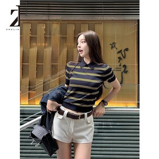 ZHELIHANGFEI Áo thun ngắn tay sọc cổ POLO