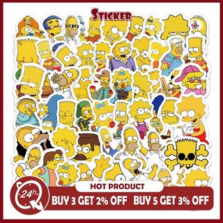 100 Chiếc The Simpsons Hoạt Hình Dán Graffiti DIY Ván Trượt Laptop Hành Lý PVC Chống Thấm Nước Miếng Dán