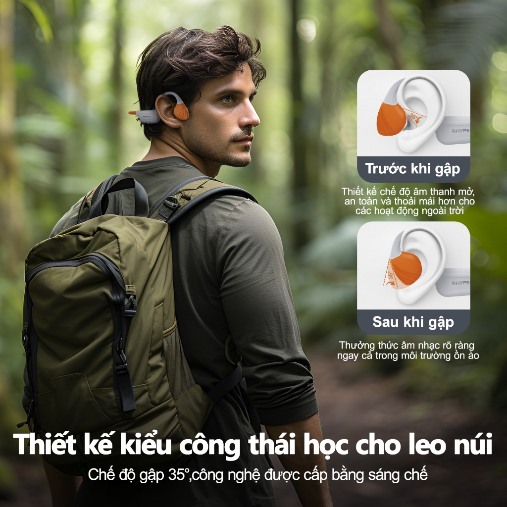 RHYFELL Wild5 Tai nghe thể thao địa hình dẫn truyền qua xương chống nước tai nghe bơi dẫn truyền qua xương silicon lỏng bộ nhớ 32G Bluetooth 5.4 tai nghe thể thao có micrô tai nghe dung lượng pin lớn
