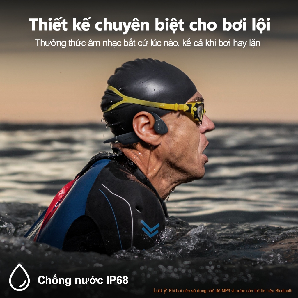 RHYFELL Wild5 Tai nghe thể thao địa hình dẫn truyền qua xương chống nước tai nghe bơi dẫn truyền qua xương silicon lỏng bộ nhớ 32G Bluetooth 5.4 tai nghe thể thao có micrô tai nghe dung lượng pin lớn