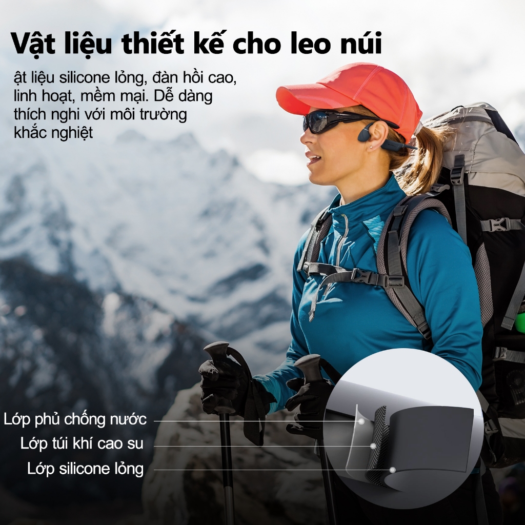 RHYFELL Wild5 Tai nghe thể thao địa hình dẫn truyền qua xương chống nước tai nghe bơi dẫn truyền qua xương silicon lỏng bộ nhớ 32G Bluetooth 5.4 tai nghe thể thao có micrô tai nghe dung lượng pin lớn