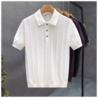 Mercerized Cotton Ice Silk Dệt Kim Áo polo Nam Slim-fit Ngắn Tay Áo Ve Áo Bảo Hộ Lao Động t-