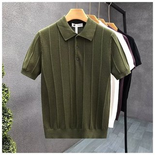 Mercerized Cotton Ice Silk Dệt Kim Áo polo Nam Slim-fit Ngắn Tay Áo Ve Áo Bảo Hộ Lao Động t-