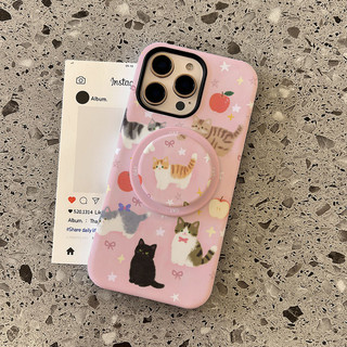 Màu hồng dễ thương hình ngôi sao thú cưng mèo đứng hai trong một Ốp bảo vệ iPhone 11 12promax 13 pro 15pro 15promax 14 14promax 14pro 16 pro max 16 plus ốp lưng hai trong một