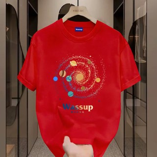 ✨Hàng có sẵn✨WASSUP planet-Áo thun nam mới! 100% cotton, thời trang, Unisex