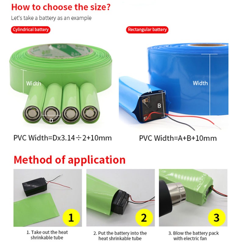 Ống co nhiệt PVC Chiều rộng ống cách nhiệt 7mm ~ 300mm Vỏ bọc màng Lithium Vỏ cáp Chống ẩm Chống bụi Trắng / Trong suốt