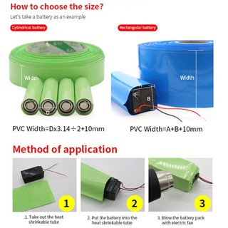 Đen 18650 Pin Lipo PVC Heat Shrink Tube Pack 7mm ~ 300mm Chiều Rộng Màng Cách Nhiệt Bọc Vỏ lithium Vỏ Cáp