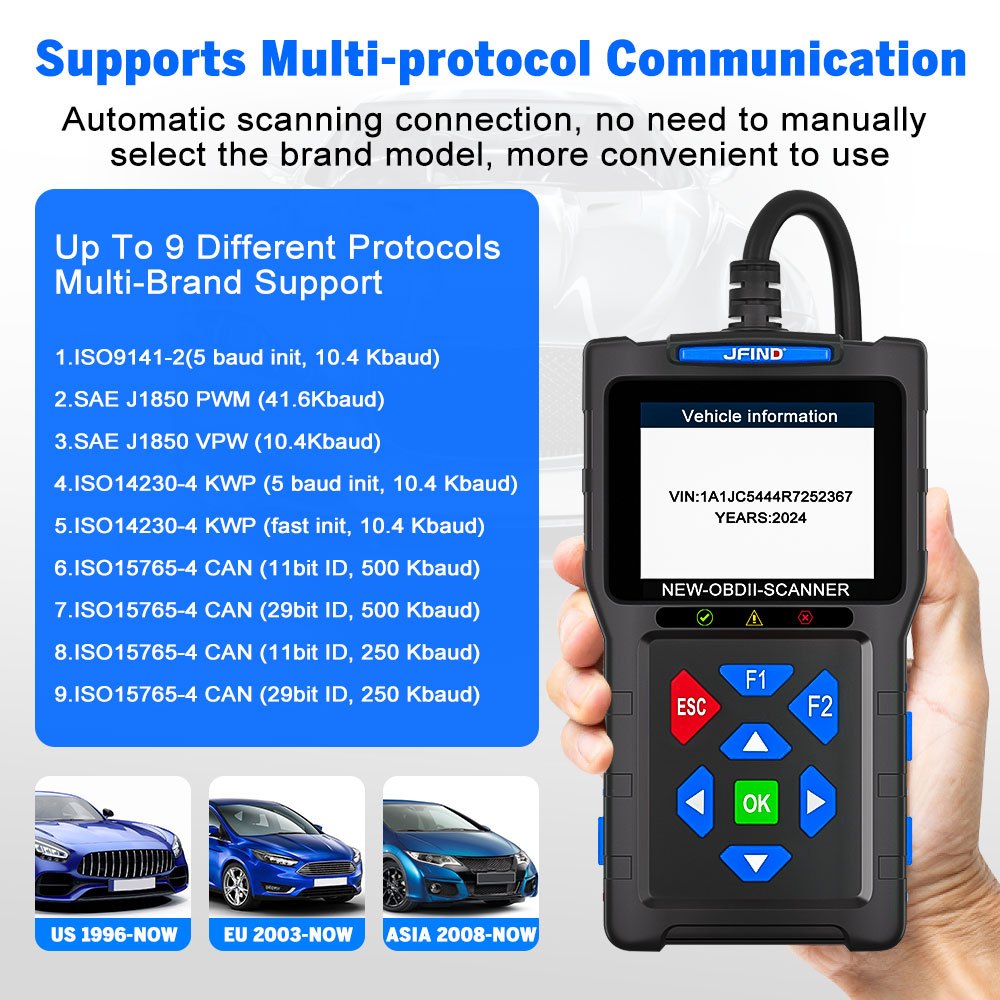【Tiếng Việ】2 trong 1 JFIND JF700 PRO Máy quét OBD2 trên ô tô Kiểm tra hiệu suất PIN cho Honda Yamaha Động cơ Động cơ Đầu đọc mã lỗi Công cụ chẩn đoán ô tô Máy phân tích động cơ ô tô Máy kiểm tra sẵn sàng I / M