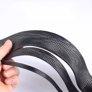 PET bện cáp tay áo 1mm-80mm có thể mở rộng mật độ cao Dây bảo vệ dây bọc vỏ rắn cho cáp