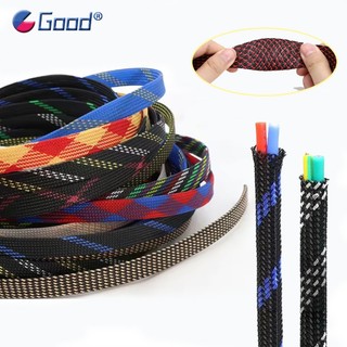 Tay áo bện PET bó sát mới 3 4 6 8 10mm Vỏ bọc cáp cách nhiệt mật độ cao có thể mở rộng