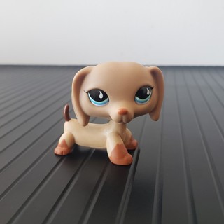 Cửa hàng thú cưng nhỏ nhất 518 Dachshund Dog Tan Brown w / Blue Teardrop Eyes LPS Đồ chơi chó con