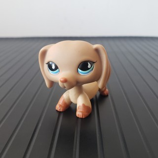 Cửa hàng thú cưng nhỏ nhất 518 Dachshund Dog Tan Brown w / Blue Teardrop Eyes LPS Đồ chơi chó con
