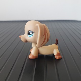 Cửa hàng thú cưng nhỏ nhất 518 Dachshund Dog Tan Brown w / Blue Teardrop Eyes LPS Đồ chơi chó con