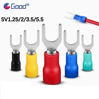 SV Series Uốn Đầu Cuối Nĩa Hình Chữ U PVC Cách Nhiệt Ferrules Khối Spade Cold Press Cable End Crimp Connector