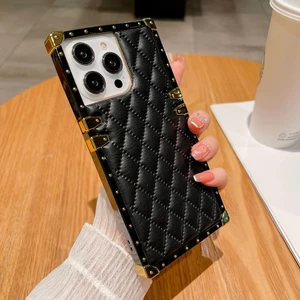 Cho Vỏ iPhone 13 Pro Max 11 12 Pro Max 14 15 16 17 PRO MAX XR XSMax 14 15 16 PLUS Thời Trang Sang Trọng Khoan Flash Da Cừu Vuông Vỏ Điện Thoại Bìa Mềm