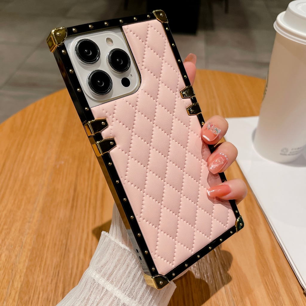 Cho Vỏ iPhone 13 Pro Max 11 12 Pro Max 14 15 16 17 PRO MAX XR XSMax 14 15 16 PLUS Thời Trang Sang Trọng Khoan Flash Da Cừu Vuông Vỏ Điện Thoại Bìa Mềm