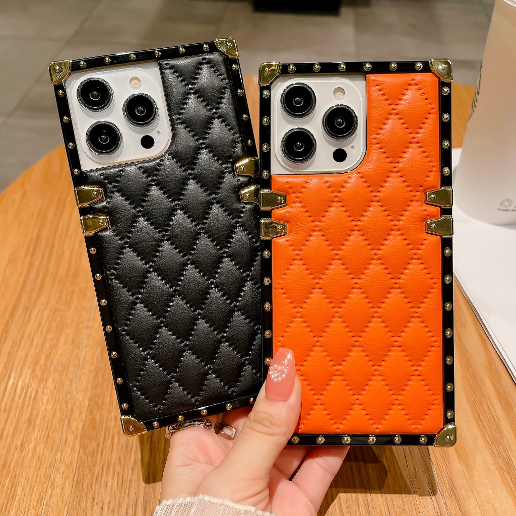 Cho Vỏ iPhone 13 Pro Max 11 12 Pro Max 14 15 16 17 PRO MAX XR XSMax 14 15 16 PLUS Thời Trang Sang Trọng Khoan Flash Da Cừu Vuông Vỏ Điện Thoại Bìa Mềm