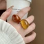 Nhẫn hình học hình bầu dục bằng nhựa nhòe Dopamine nhỏ tươi vòng đơn giản trang trí tay thời trang dành cho nữ