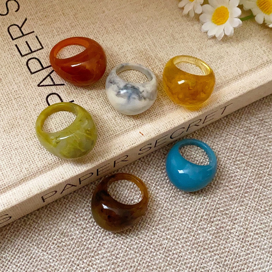[Jewbeauty] Nhẫn hình học hình bầu dục bằng nhựa nhòe Dopamine nhỏ tươi vòng đơn giản trang trí tay thời trang dành cho nữ